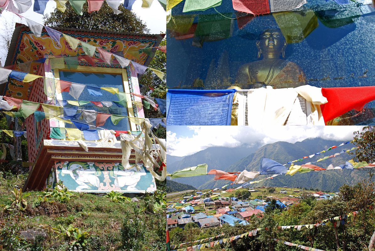 Lukla To Namche Bazaar 07 Lukla Buddha Statue With View Of Lukla And Airstrip